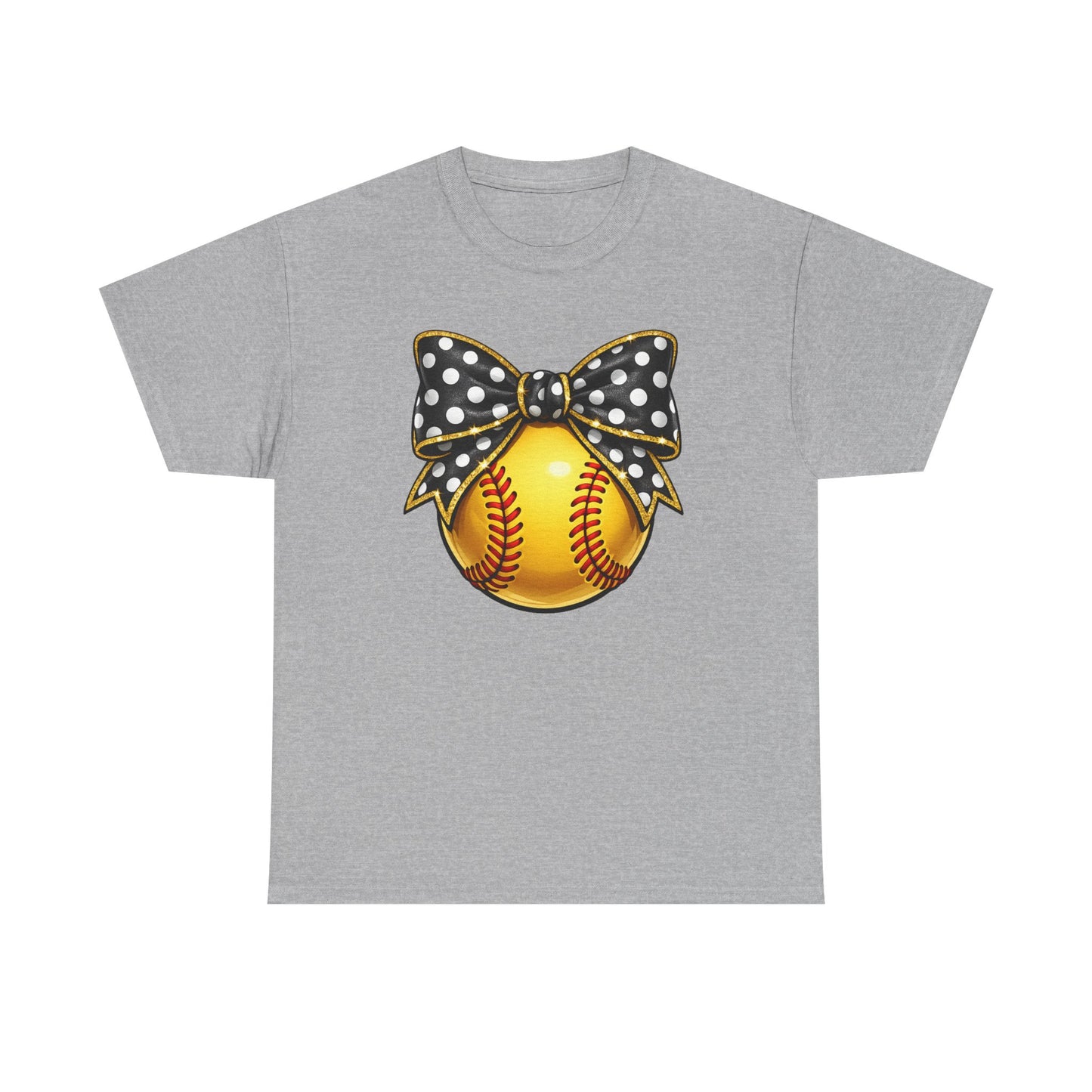 Softball Bow Tee — Polka Dot Bow Softball Graphic T-Shirt