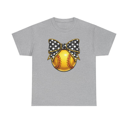 Softball Bow Tee — Polka Dot Bow Softball Graphic T-Shirt