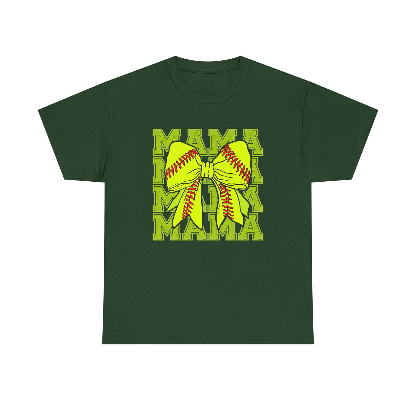Softball Mama T-Shirt – Neon Bow "MAMA" Graphic