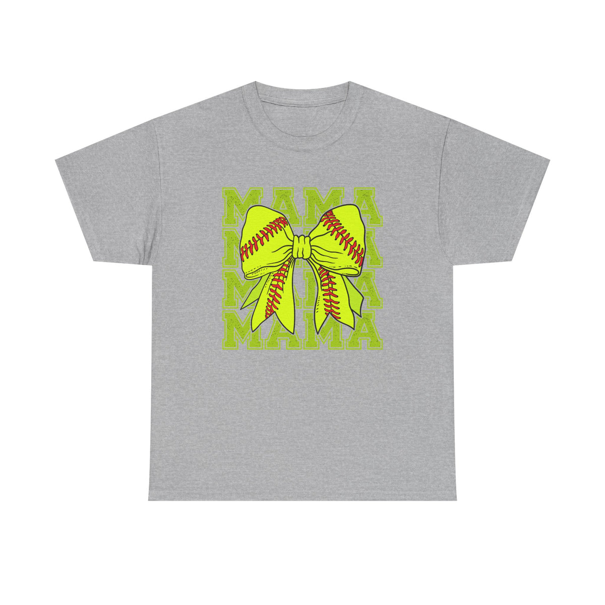 Softball Mama T-Shirt – Neon Bow "MAMA" Graphic