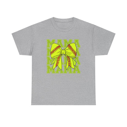 Softball Mama T-Shirt – Neon Bow "MAMA" Graphic