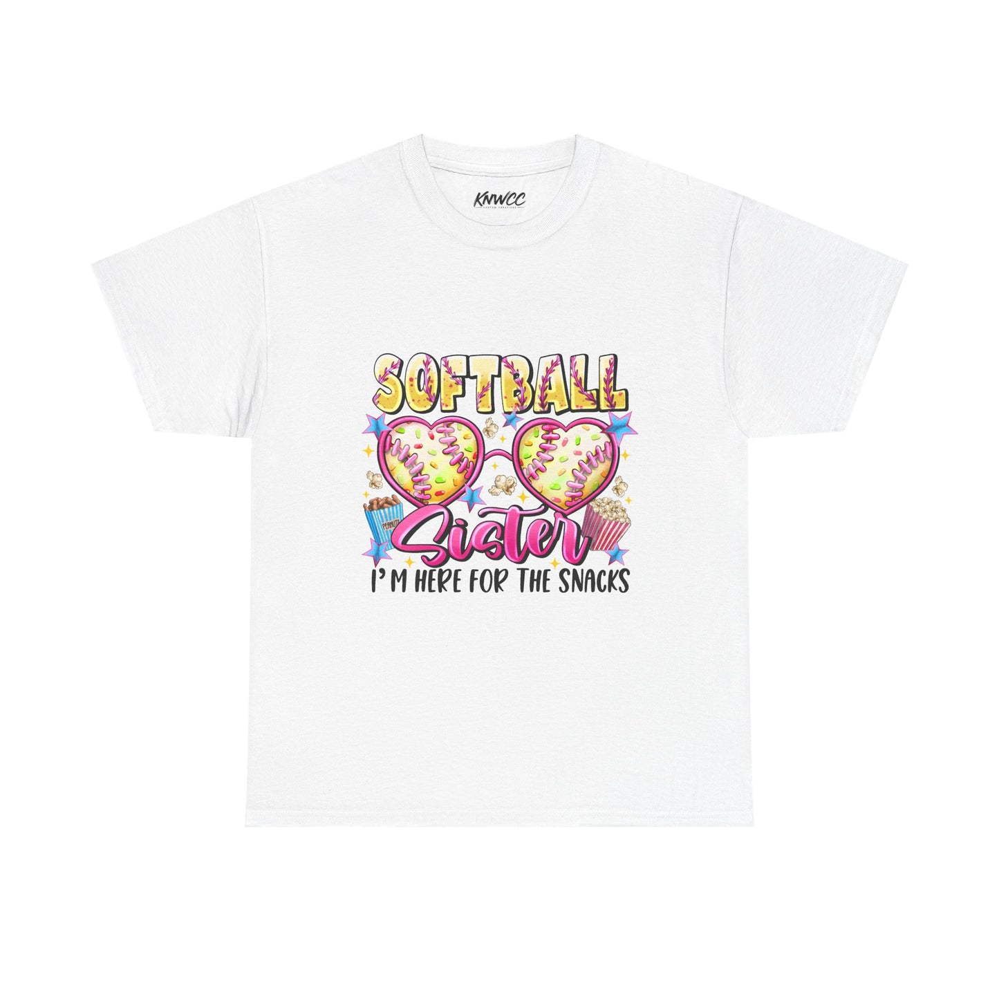 Softball Sister T-Shirt — “I’m Here for the Snacks” Youth/Adult Tee