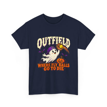 Outfield Where Fly Balls Go to Die Baseball Halloween T-Shirt