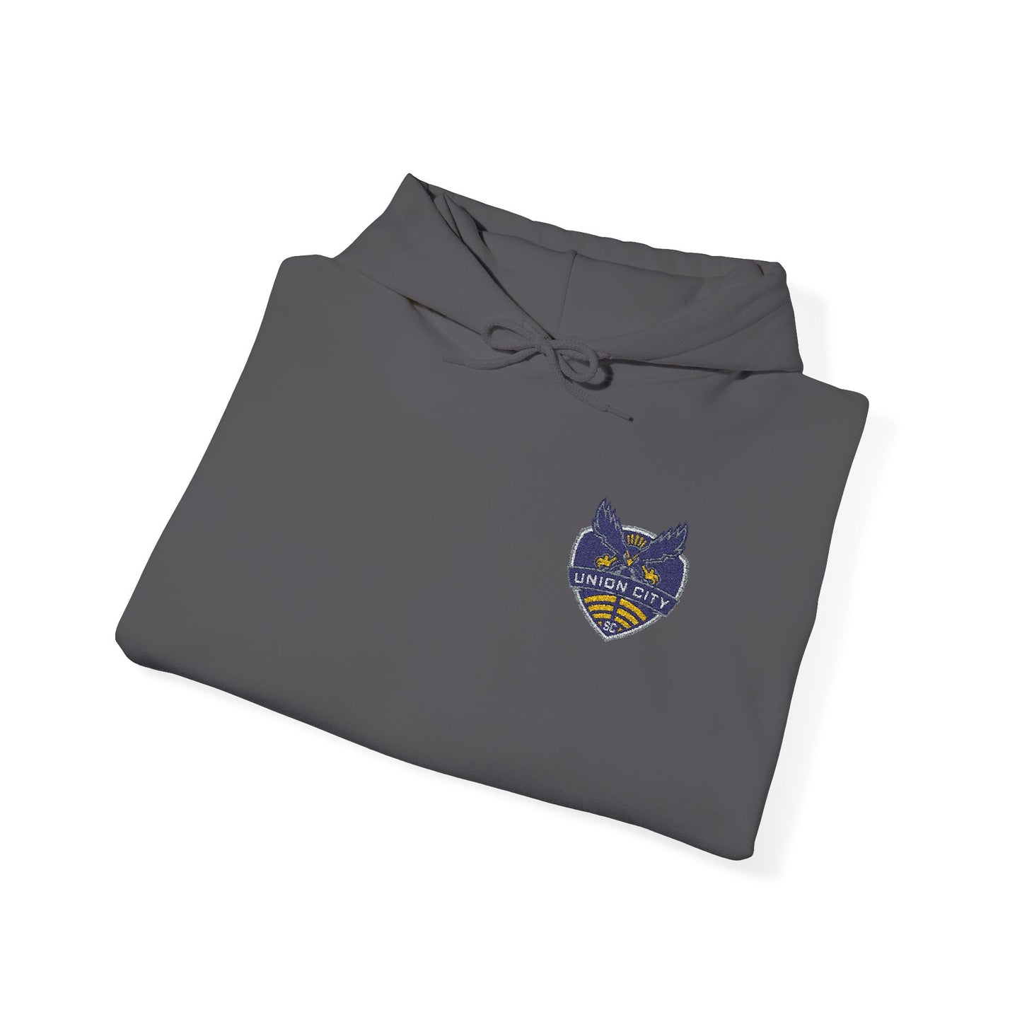 Union City Soccer New Crest Sheild Embroidered Hoodie — Small Chest Graphic