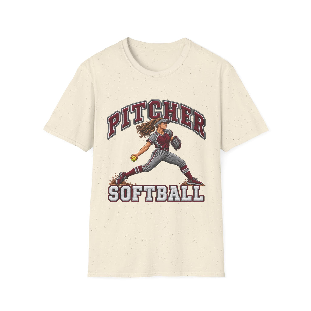 Pitcher Softball T-Shirt — Vintage Female Pitcher Graphic Tee