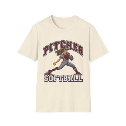 Pitcher Softball T-Shirt — Vintage Female Pitcher Graphic Tee