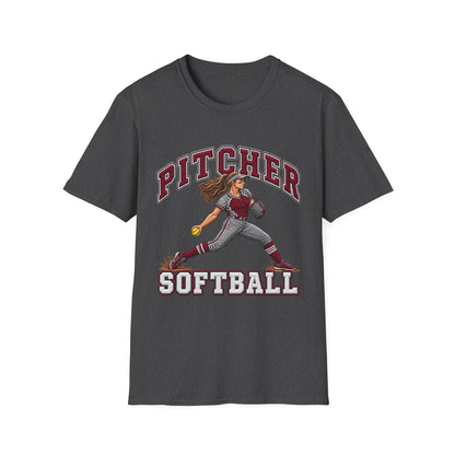 Pitcher Softball T-Shirt — Vintage Female Pitcher Graphic Tee