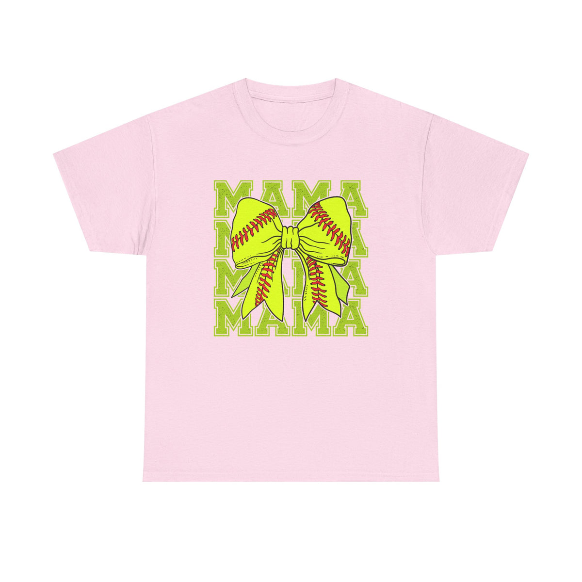 Softball Mama T-Shirt – Neon Bow "MAMA" Graphic