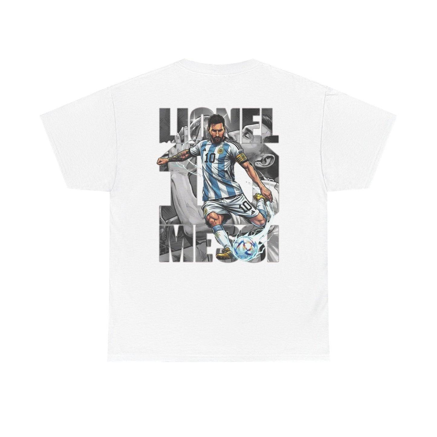 Soccer Star Graphic Tee Back — Argentina Striped Jersey Player Design
