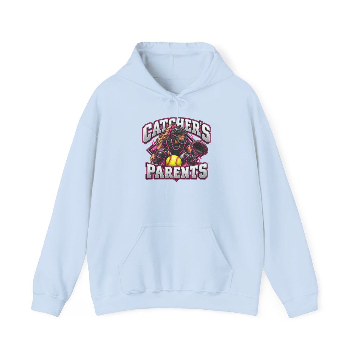 Catcher's Parents Hoodie — Personalized Back Name & Number Baseball Supporter Sweatshirt