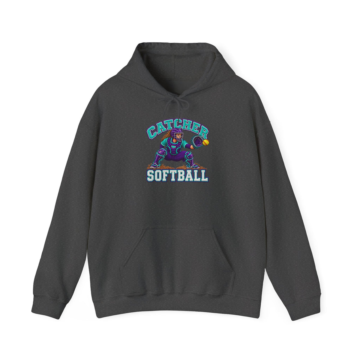 Catcher Softball Hoodie — Cute Retro Mascot Design