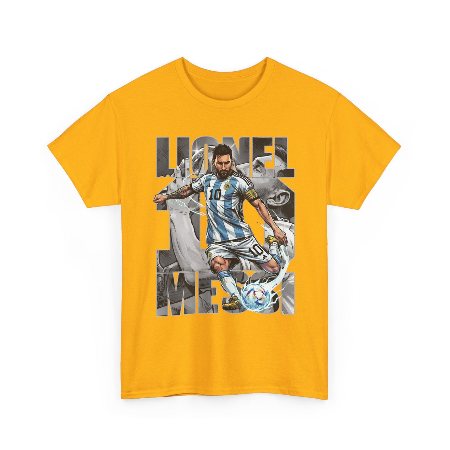 Soccer Star Graphic Tee Front — Argentina Striped Jersey Player Design
