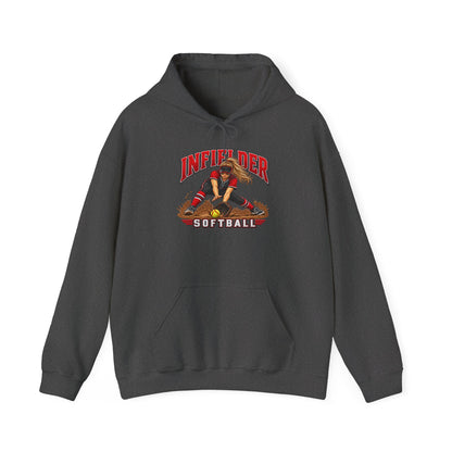 Softball Infielder Hoodie — Retro Player Graphic Sweatshirt