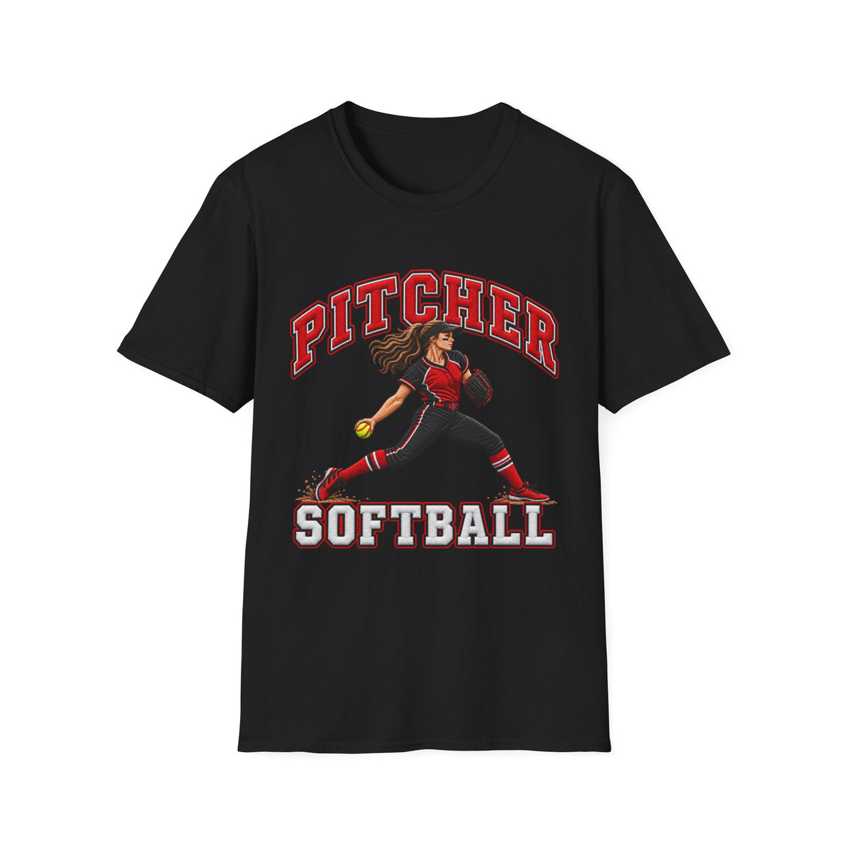 Pitcher Softball T-Shirt — Women's Softball Player Graphic Tee