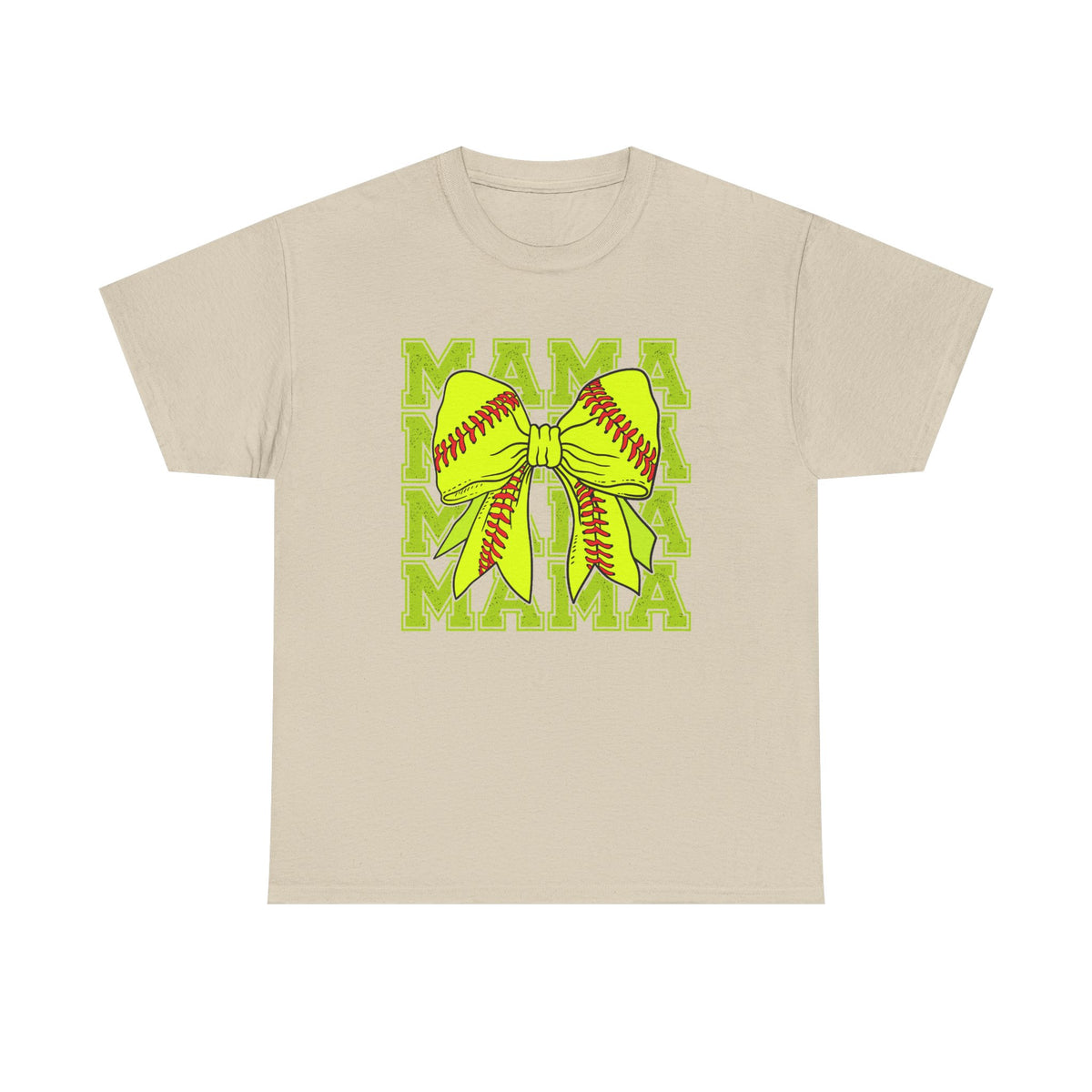 Softball Mama T-Shirt – Neon Bow "MAMA" Graphic
