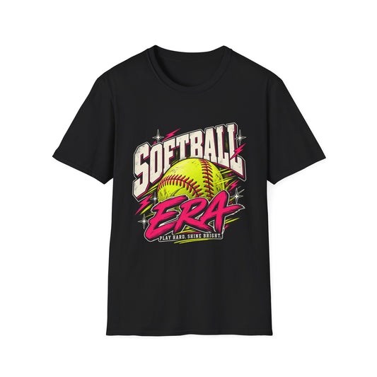 Softball Era Graphic Tee — Vintage Neon Softball Design