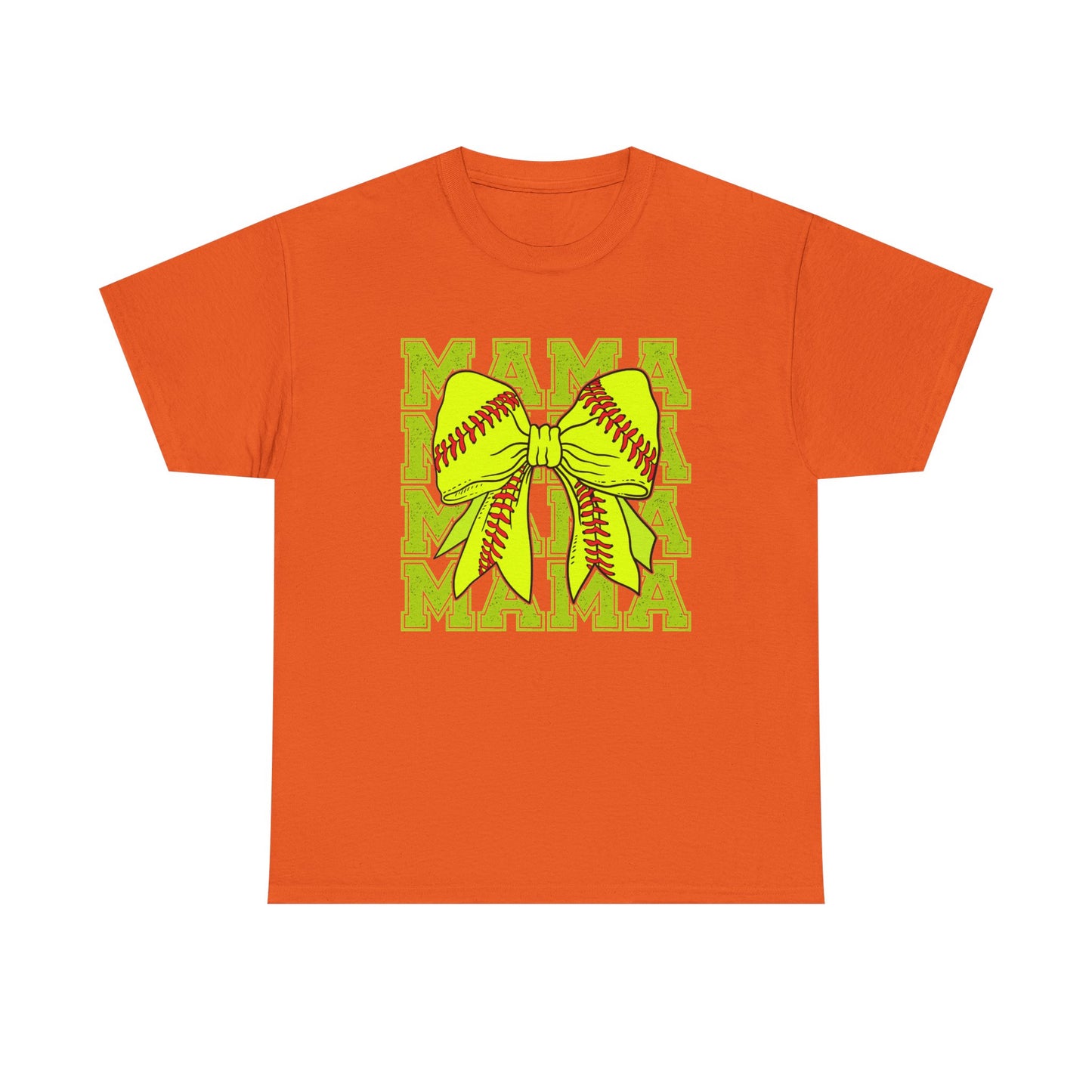 Softball Mama T-Shirt – Neon Bow "MAMA" Graphic