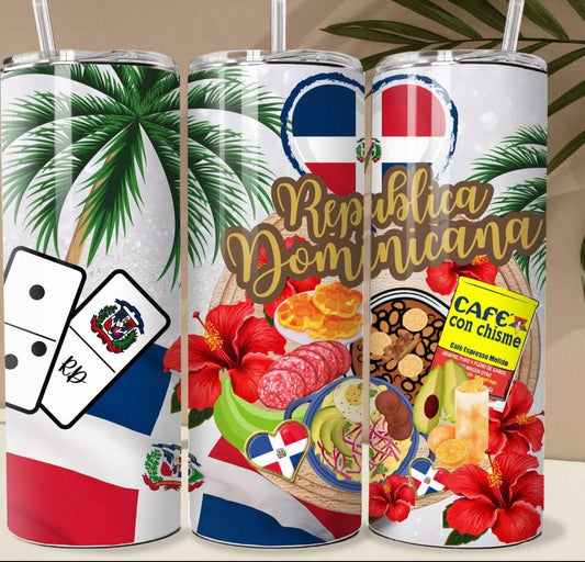 20oz Tumbler With República Dominicana Design For Hot Or Cold Drinks Durable Travel Mug - KW CUSTOM CREATIONS