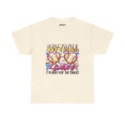 Softball Sister T-Shirt — “I’m Here for the Snacks” Youth/Adult Tee – product image 4