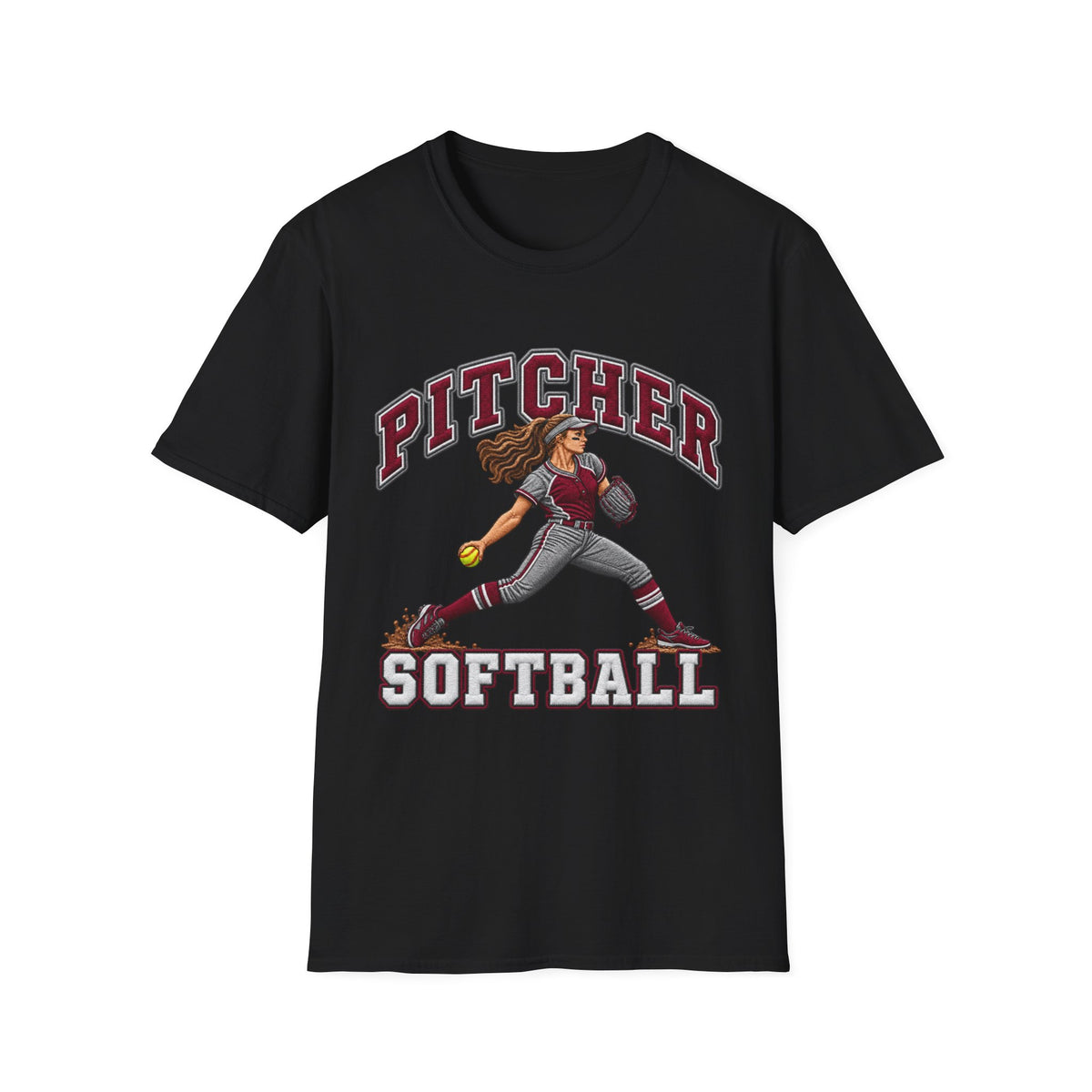 Pitcher Softball T-Shirt — Vintage Female Pitcher Graphic Tee