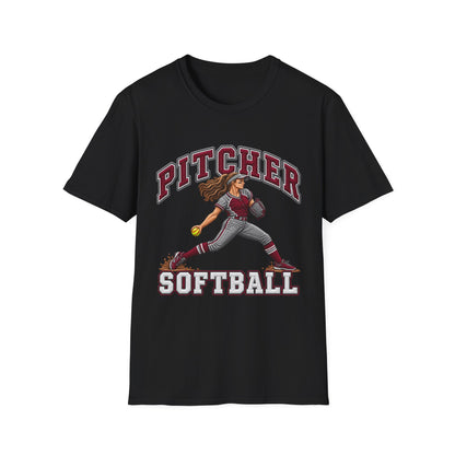 Pitcher Softball T-Shirt — Vintage Female Pitcher Graphic Tee