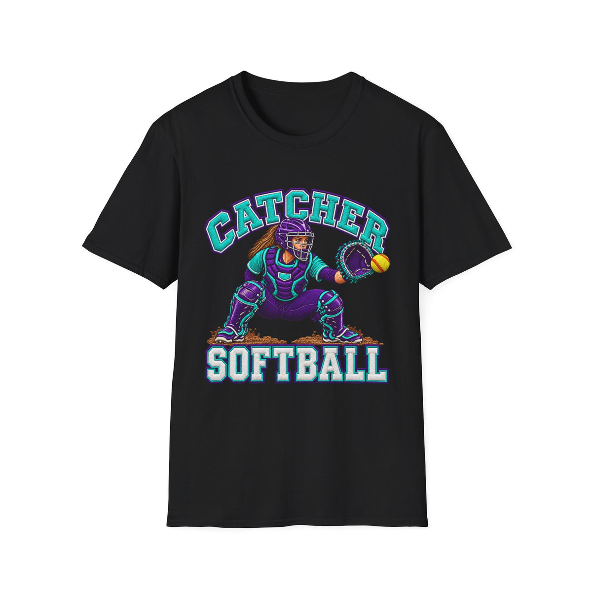 Catcher Softball T-Shirt — Retro Team Baseball Graphic Tee