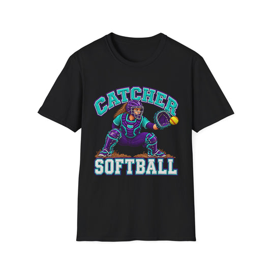 Catcher Softball T-Shirt — Retro Team Baseball Graphic Tee