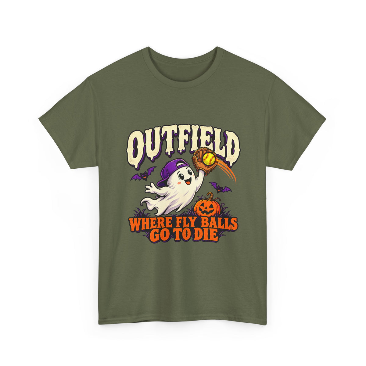 Outfield Where Fly Balls Go to Die Baseball Halloween T-Shirt