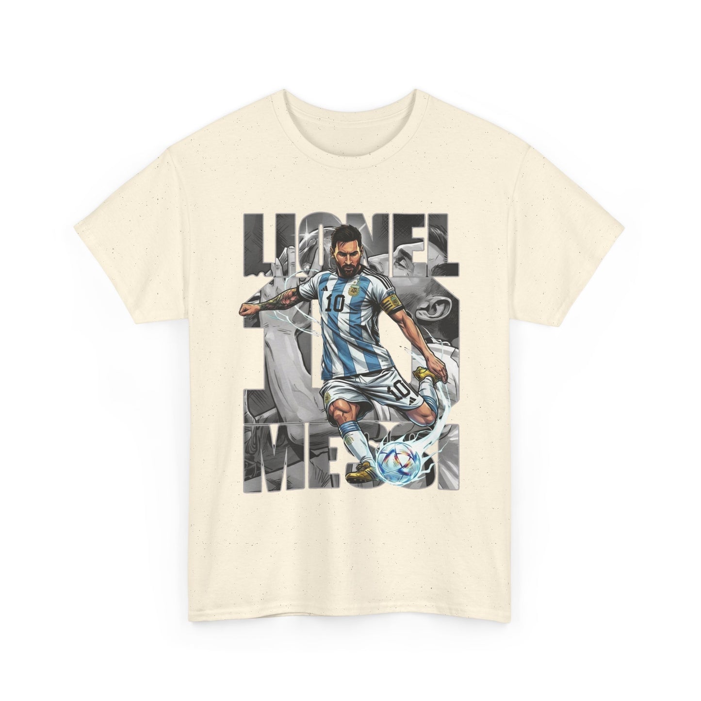Soccer Star Graphic Tee Front — Argentina Striped Jersey Player Design