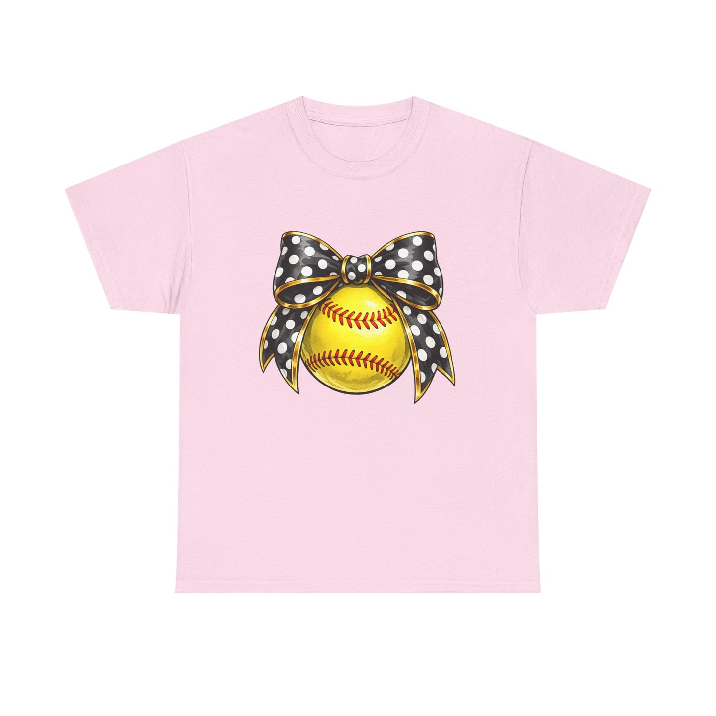 Softball Bow Tee — Polka Dot Ribbon Softball Graphic Shirt