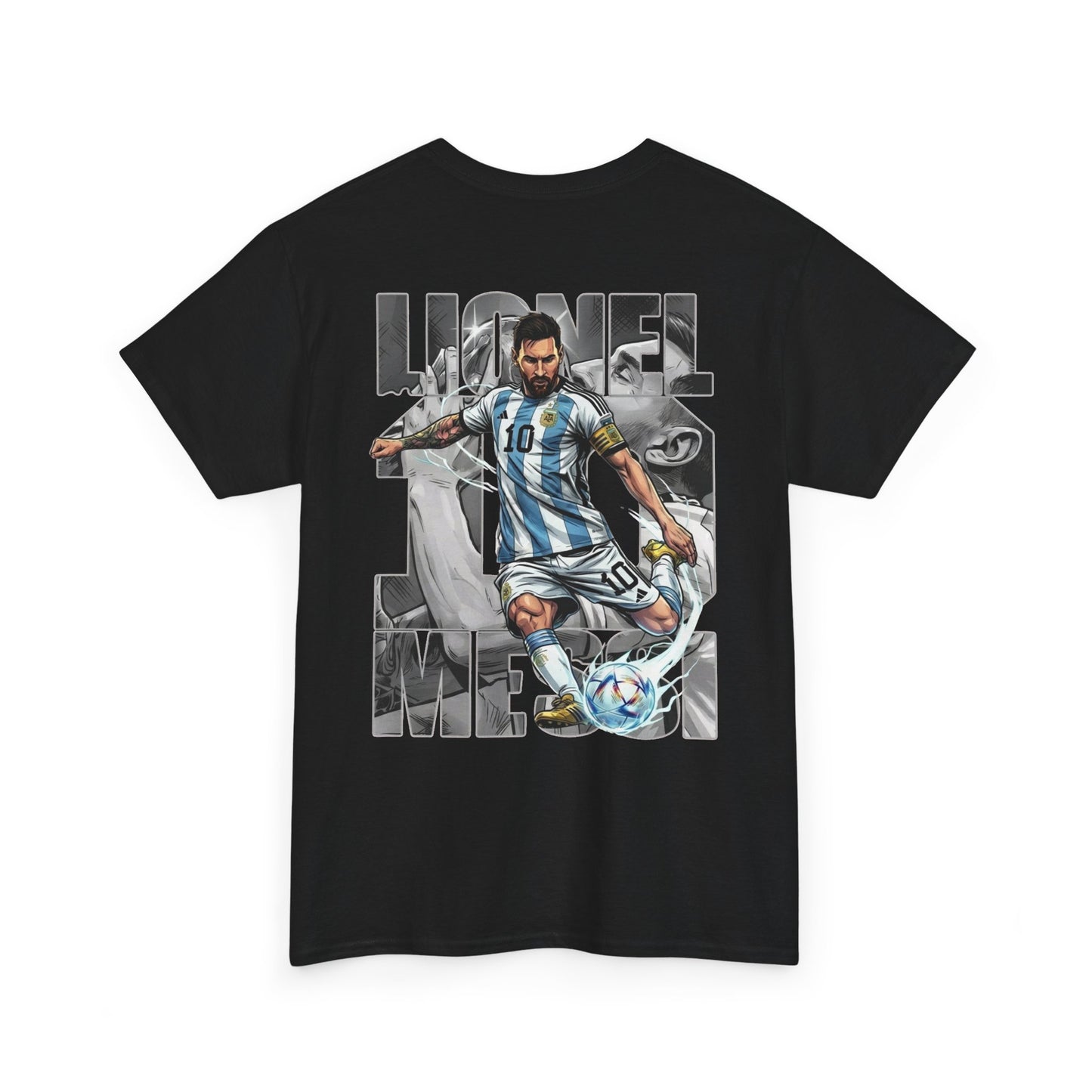 Soccer Star Graphic Tee Back — Argentina Striped Jersey Player Design