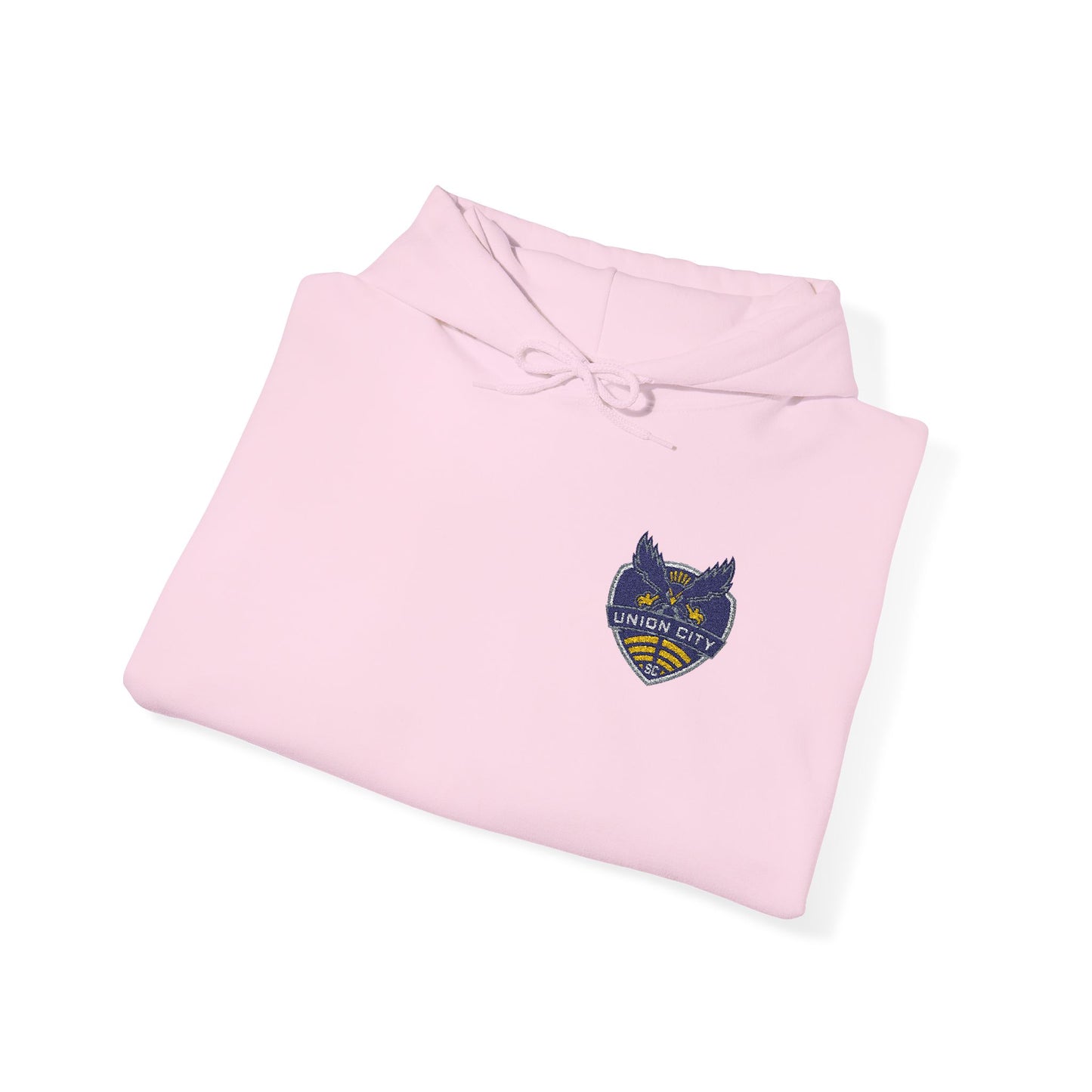 Union City Soccer New Crest Sheild Embroidered Hoodie — Small Chest Graphic