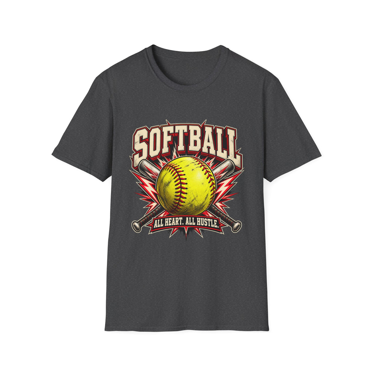 Softball T-Shirt — "Softball: All Heart, All Hustle" Graphic Tee