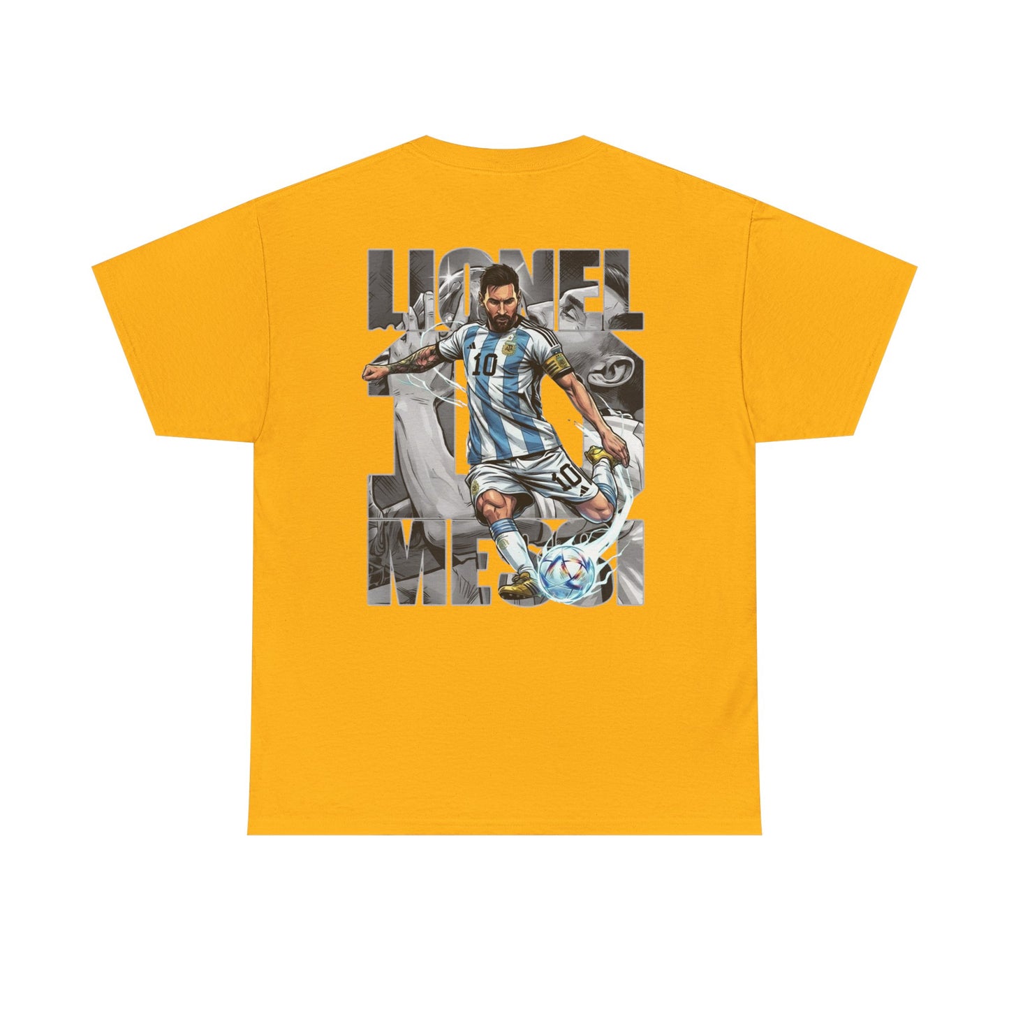 Soccer Star Graphic Tee Back — Argentina Striped Jersey Player Design