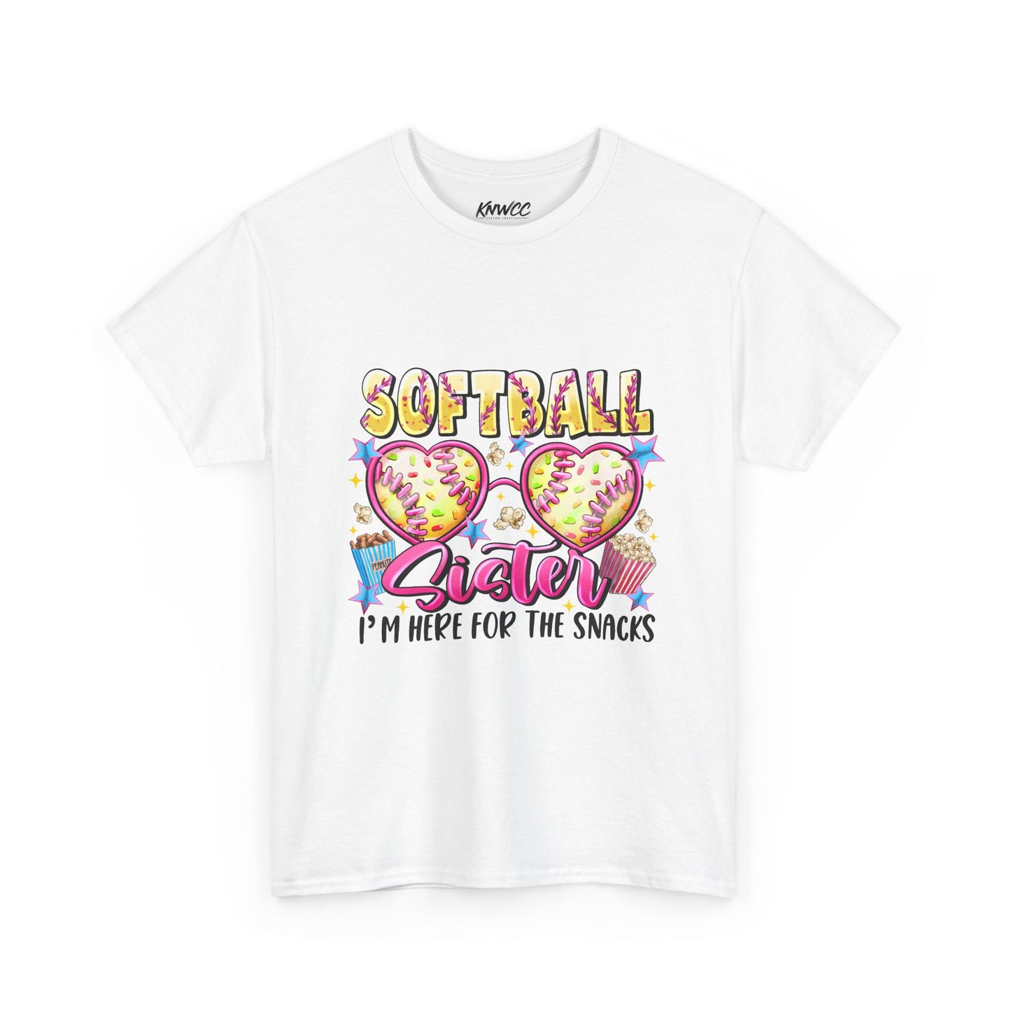 Softball Sister T-Shirt — “I’m Here for the Snacks” Youth/Adult Tee