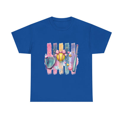 Softball Gear Watercolor T-Shirt — Baseball Bat, Glove & Ball Design – product image 13