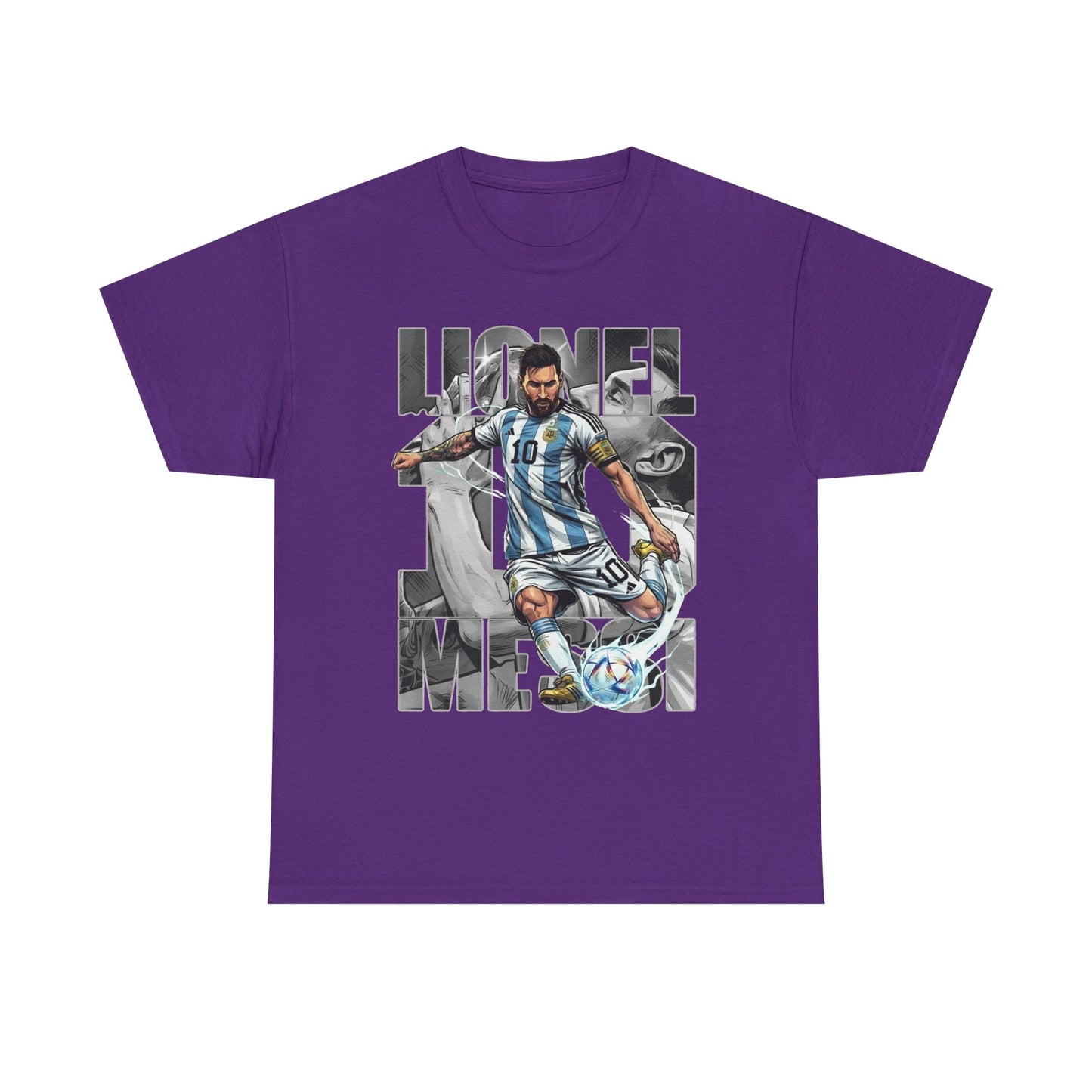 Soccer Star Graphic Tee Front — Argentina Striped Jersey Player Design
