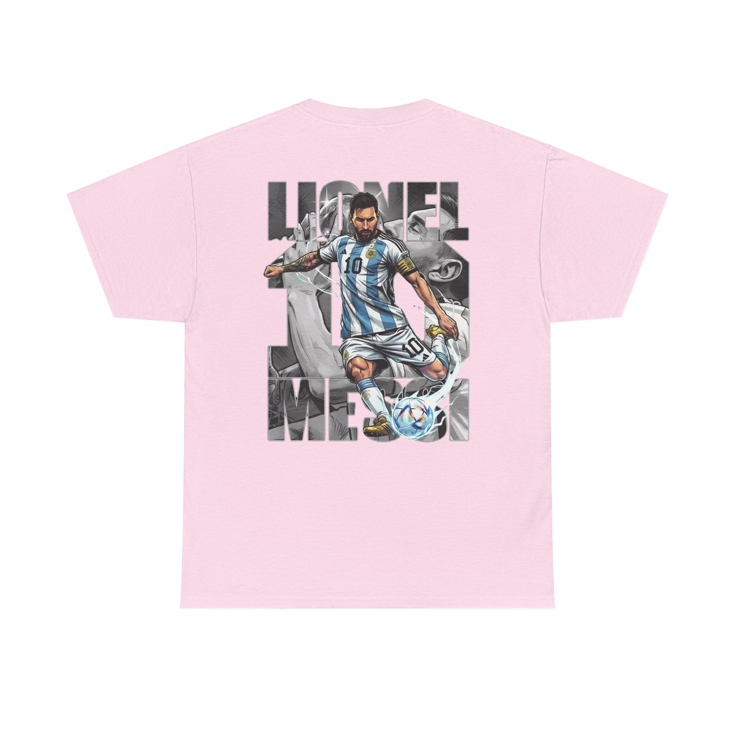 Soccer Star Graphic Tee Back — Argentina Striped Jersey Player Design