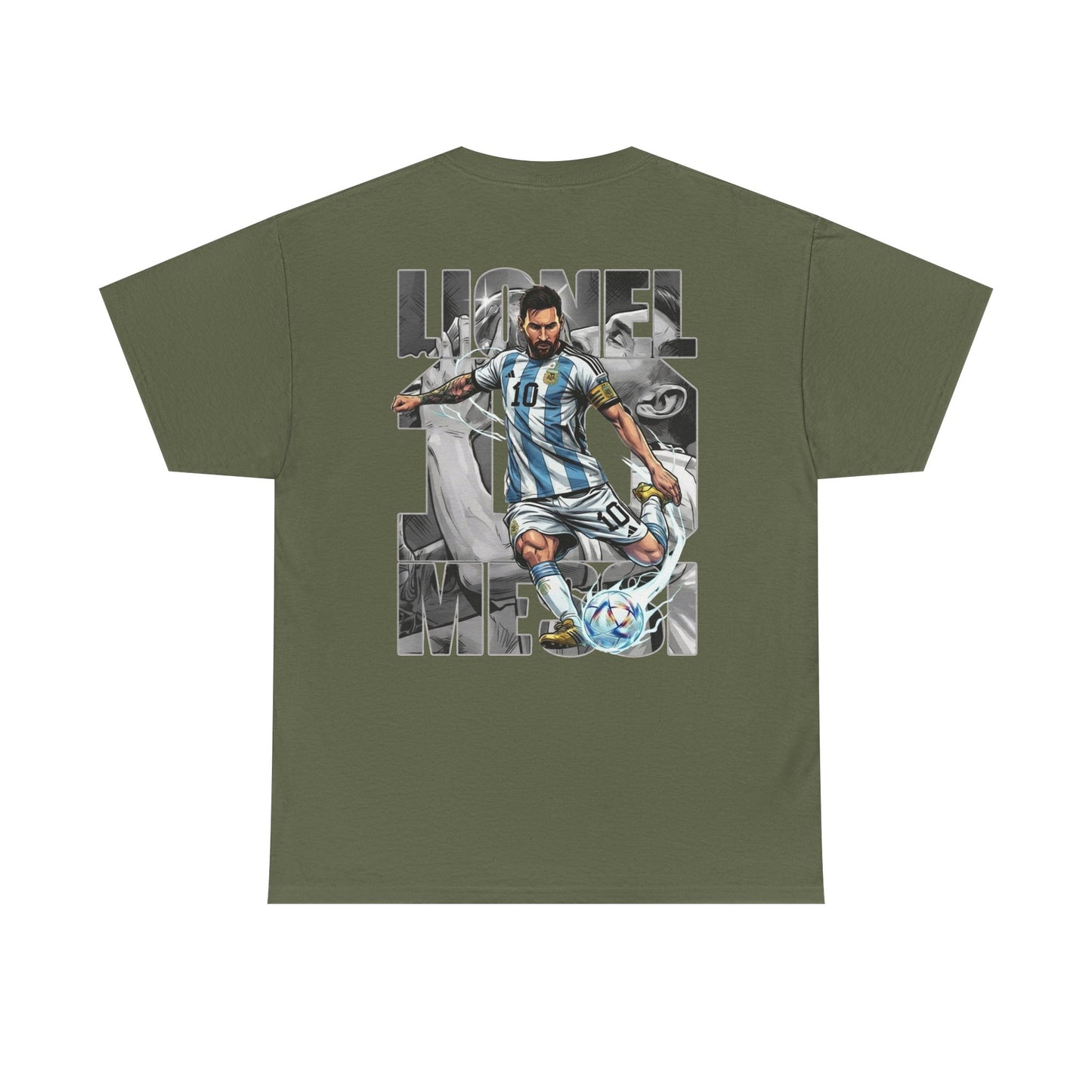 Soccer Star Graphic Tee Back — Argentina Striped Jersey Player Design