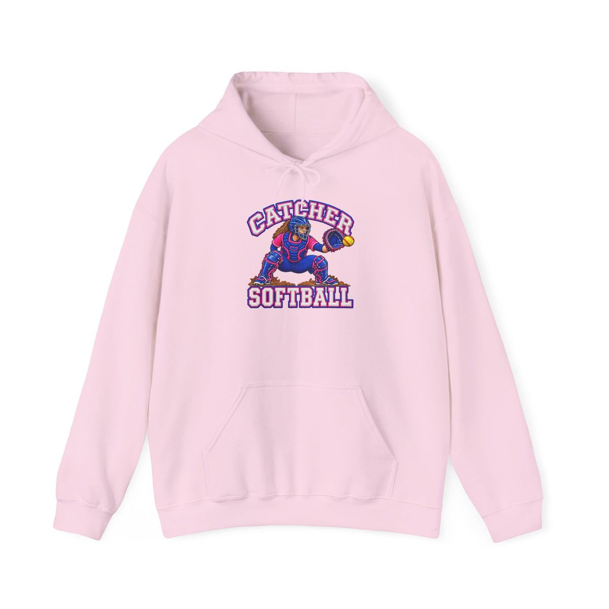 Catcher Softball Hoodie — Vintage Style Catcher Graphic Pullover