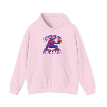 Catcher Softball Hoodie — Vintage Style Catcher Graphic Pullover