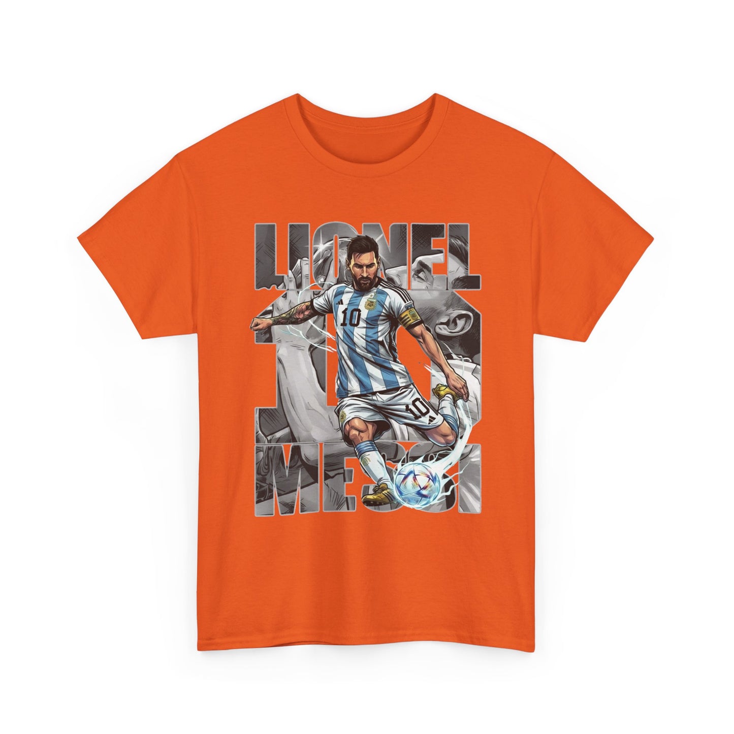 Soccer Star Graphic Tee Front — Argentina Striped Jersey Player Design