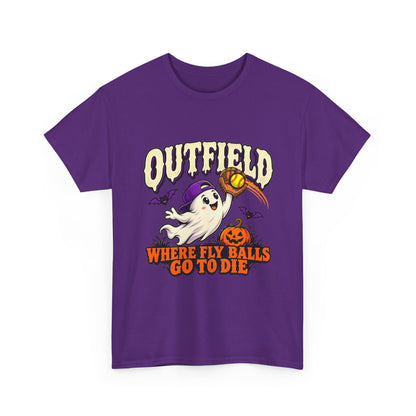 Outfield Where Fly Balls Go to Die Baseball Halloween T-Shirt
