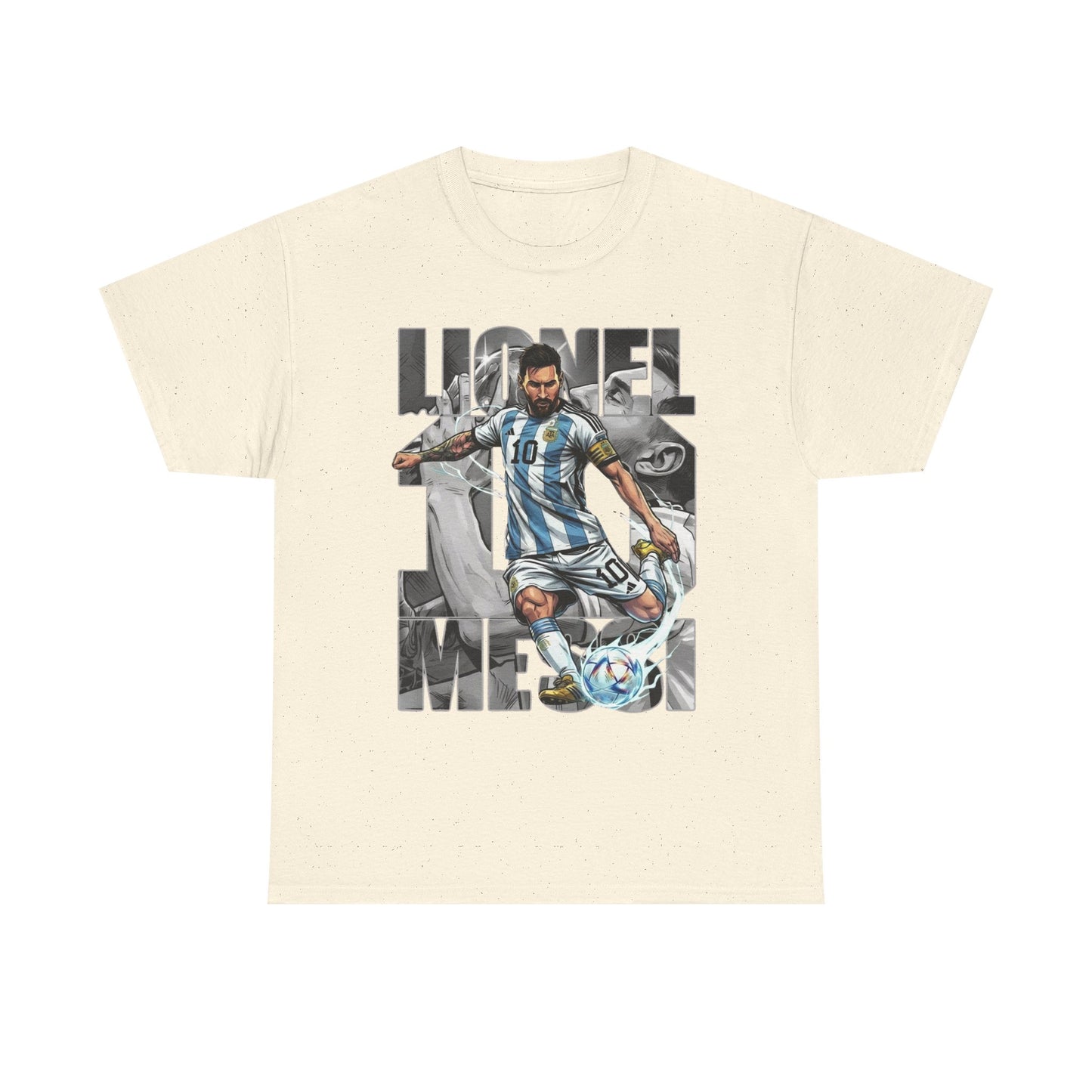 Soccer Star Graphic Tee Front — Argentina Striped Jersey Player Design