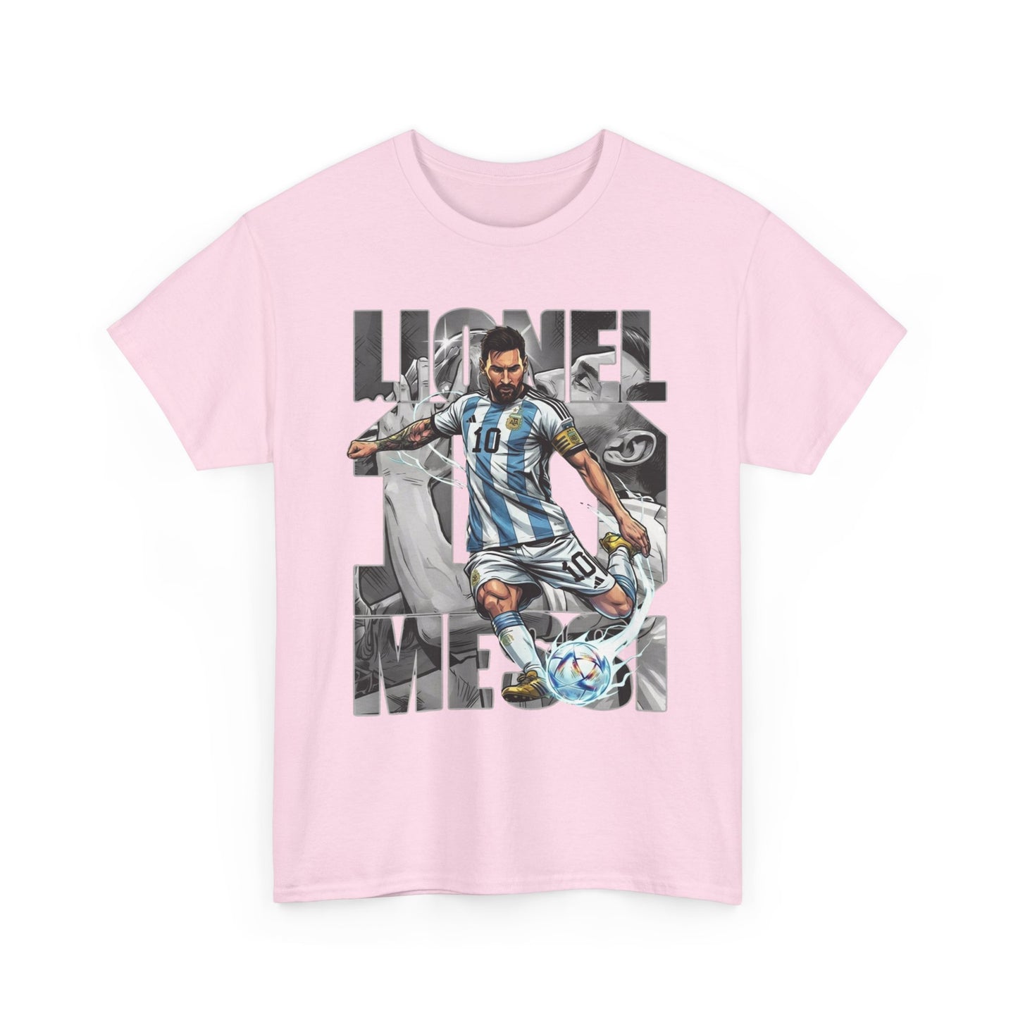 Soccer Star Graphic Tee Front — Argentina Striped Jersey Player Design