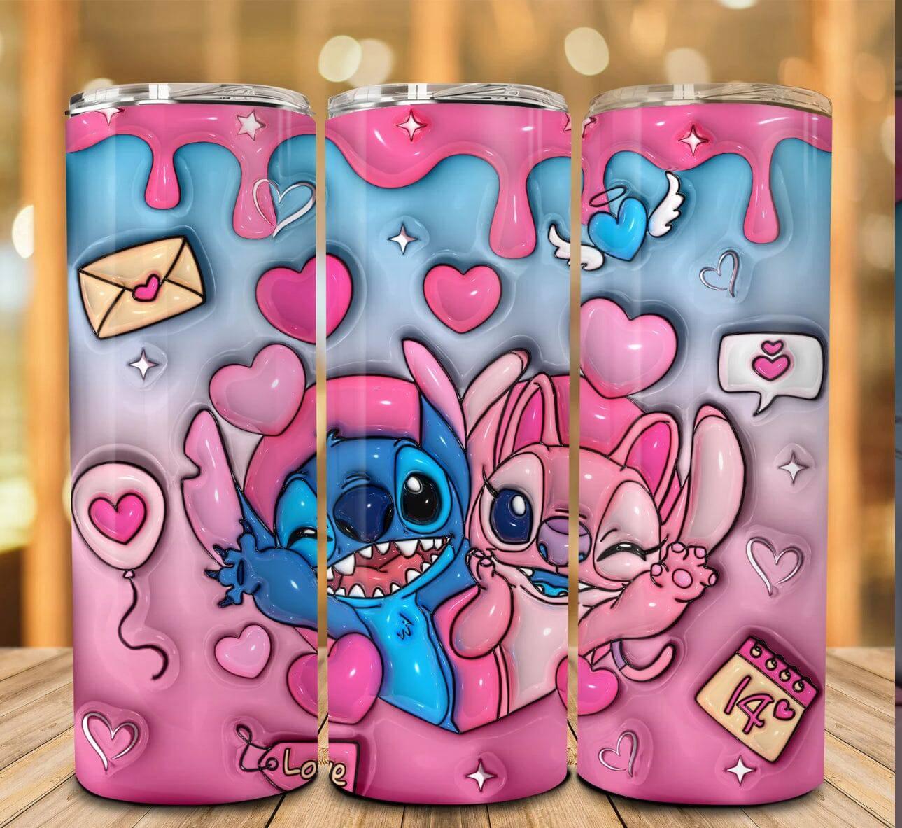 3D Alien And Angel Pink Valentines Day Tumbler 20oz With Whimsical Design For Everyday Romance - KW CUSTOM CREATIONS