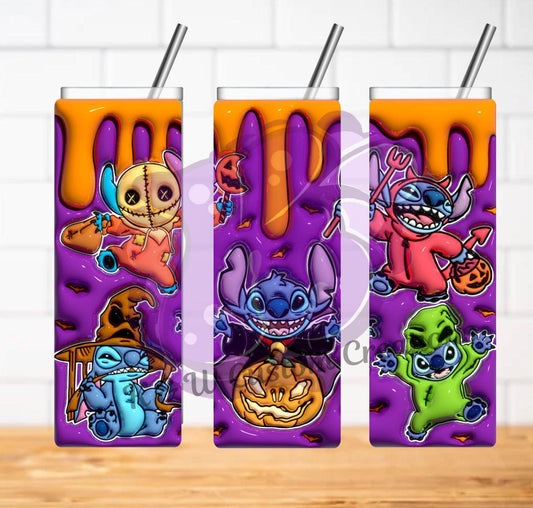 3D Blue Alien Spooky vibe-20oz Tumbler - K&W CUSTOM CREATIONS