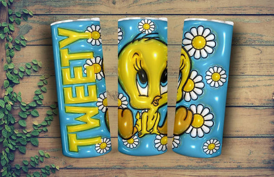 3D Tweety Bird Tumbler 20 Oz Durable Yellow Cute Bird Design For Sunny Sips All Day - KW CUSTOM CREATIONS