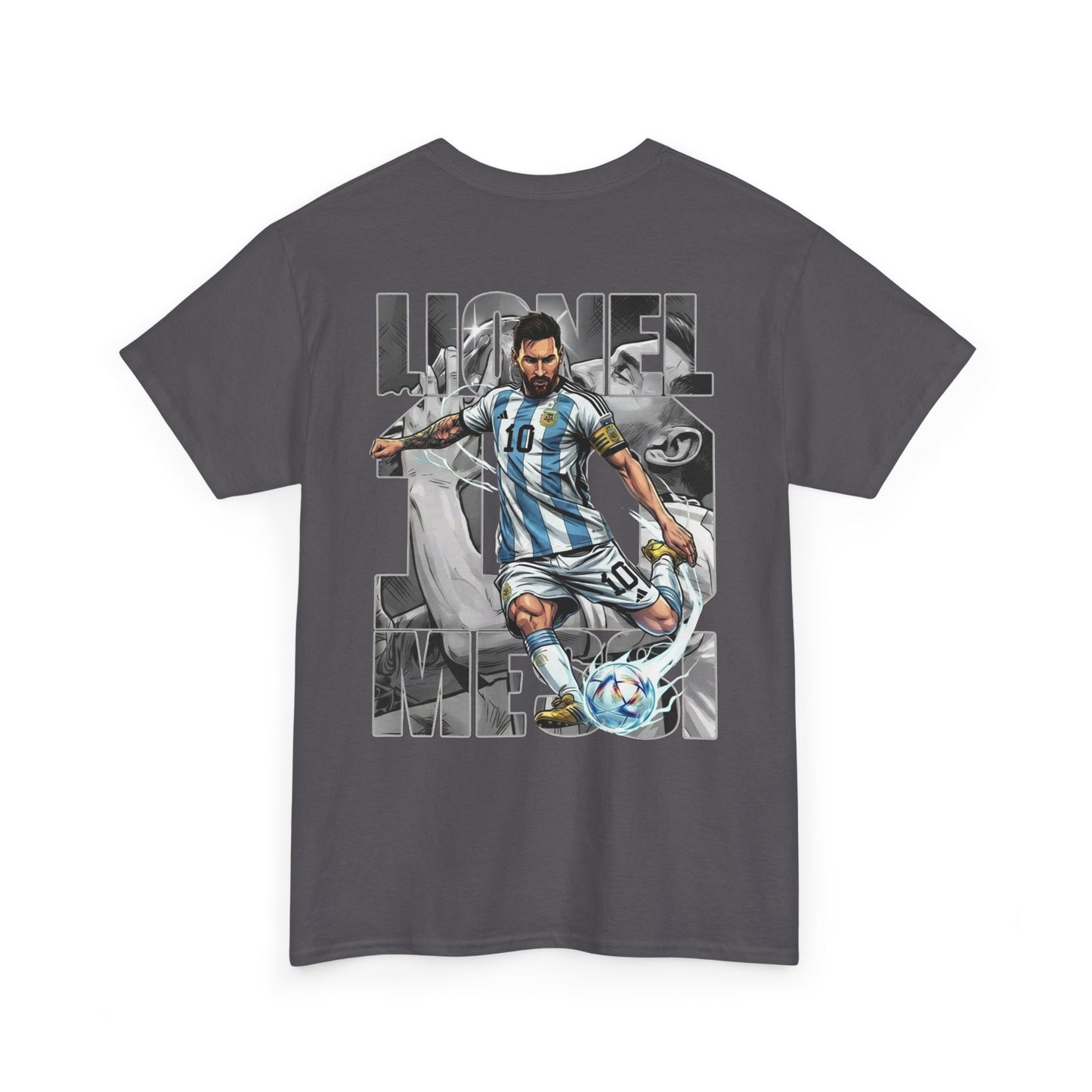 Soccer Star Graphic Tee Back — Argentina Striped Jersey Player Design