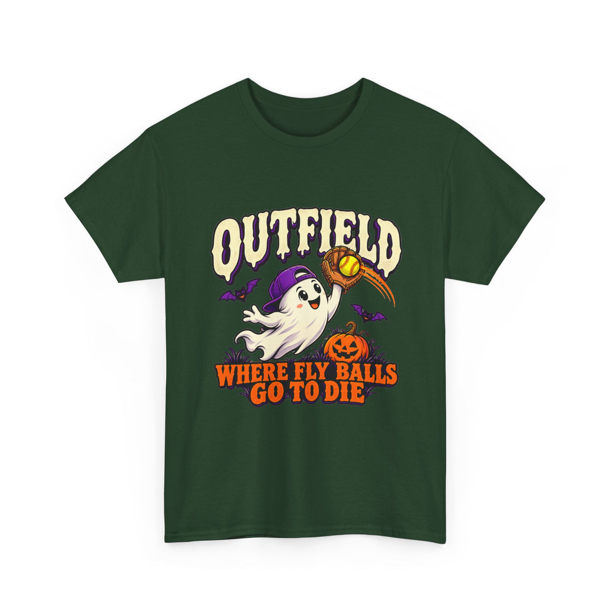 Outfield Where Fly Balls Go to Die Baseball Halloween T-Shirt